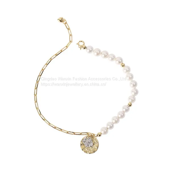 S925 Sterling Silver Asymmetrical Pearl Bracelet