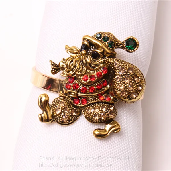 Cute Crutch Christmas Series Rhinestone Table Napkin Ring For New Year Festival photo-4