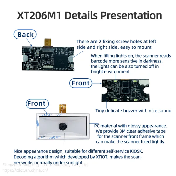 XT206M1 Printed QR Code Scanner Access Control Dynamic QR Code Reader Small Size QR Code Reader photo-3