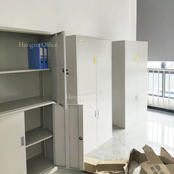 White Metal Filing Cabinet With Glass Doors | 1800mm Height Adjustable Shelf Office Storage Cabinet | for Enterprise Offices photo-3