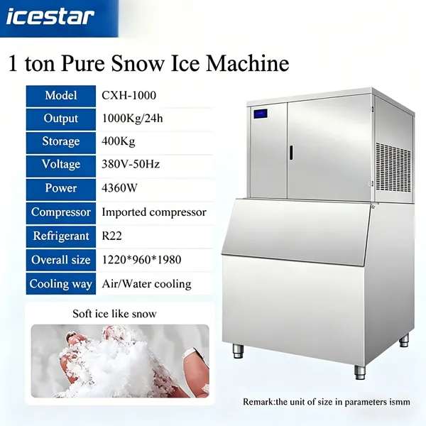 1000kg/24h High-Efficiency Snowflake Ice Maker, Low Noise & Easy Maintenance for Refrigeration, Logistics, Laboratory & Catering Services photo-2