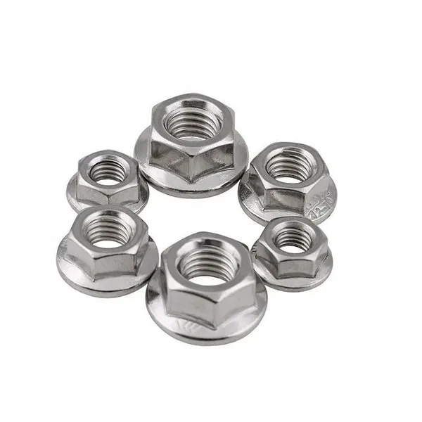 Stainless Steel M8 Nuts UNC Thread Bright DIN 6923 Hex Serrated Flange Nuts photo-5