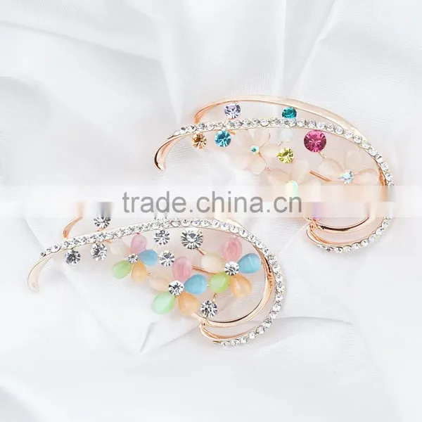 Manufacturers Rhinestone Feather Brooches Wholesale Beautiful Flower Brooch photo-3