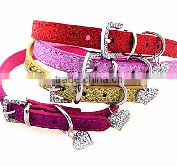 Wholesale Dog Supplies Shiny Peach Heart Pendant Pet Collars photo-2