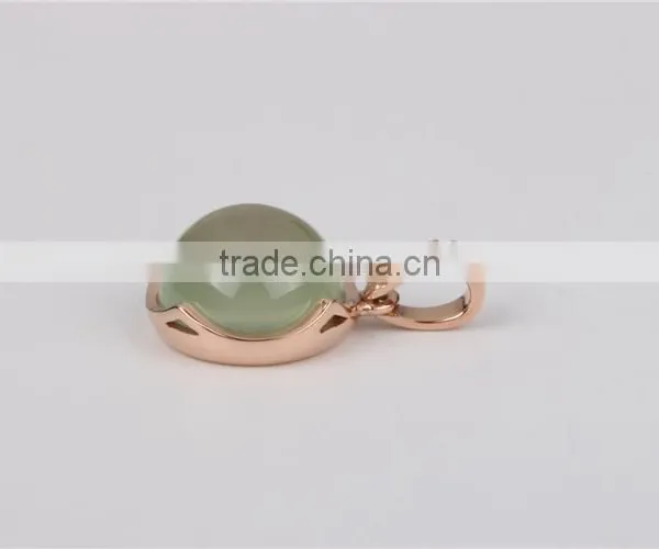 Wholesale 9k Rose Gold Pendant Natural Prehnite Handmade Green Stone Jewellery photo-3