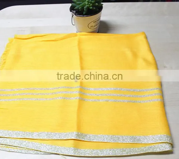 Fashionable Polyester Cotton Gold Thread Square Scarf Chevron Scarf