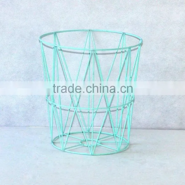 Stationery Metal Wire Round Waste Bin Office Trash Can Paper Waste Basket