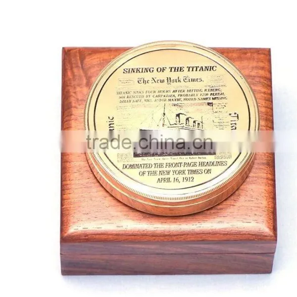 Beautiful Brass Titanic Compass -Gift Compass With Rosewood Box 13415 photo-5