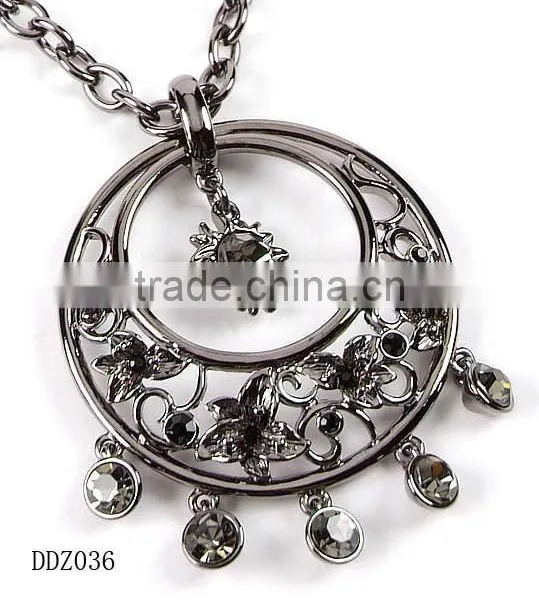 Fashion Jewelry,Hematite Crystal /Rhinestone Necklace Pendant