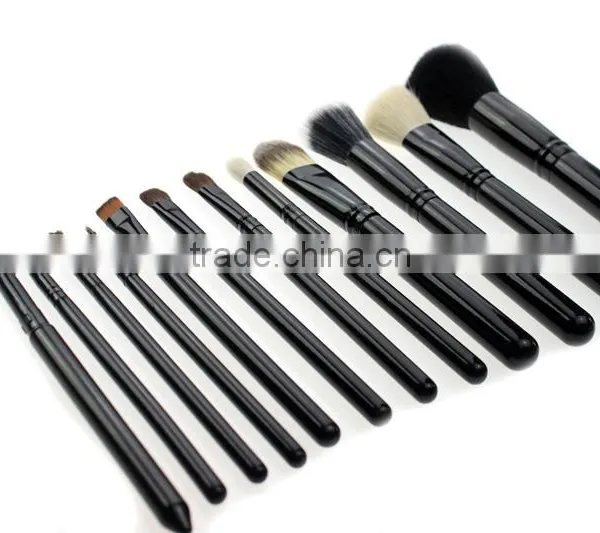 12pcs/set Black Cosmetic Makeup Brushes Set Make up Tool With Leather Cup Holder photo-3