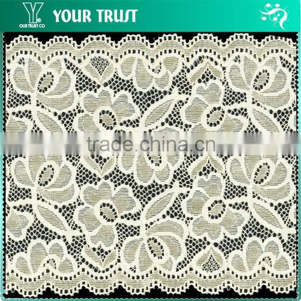 Width 13.8 Centimeter Light Yellow Stretch Trimming Spandex Jacquard Elastic Lace photo-3