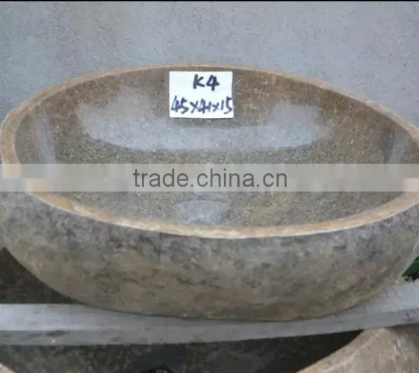 2015 Hot Sale Eco-Friendly Natural Cobble Stone Wash Basin photo-4