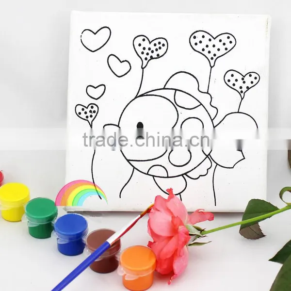 TZH 104 Yiwu Factory Kids Diy Painting/100% Cotton Cartoon Kids Painting Set