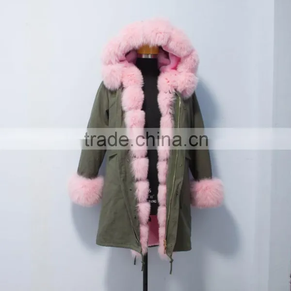 Women Outwear Military Parka Jacket With Real Fox Fur Hood Trim Made in China photo-6