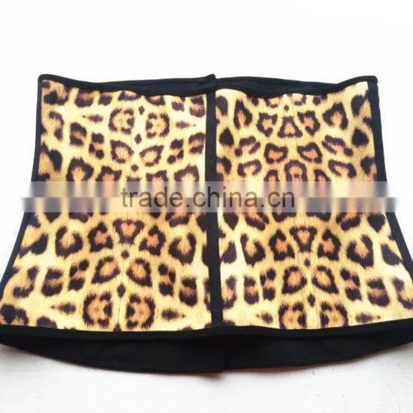 Yellow Leopard Women's Latex Workout Waist Cincher Corset Waist Trainer 2016 photo-3