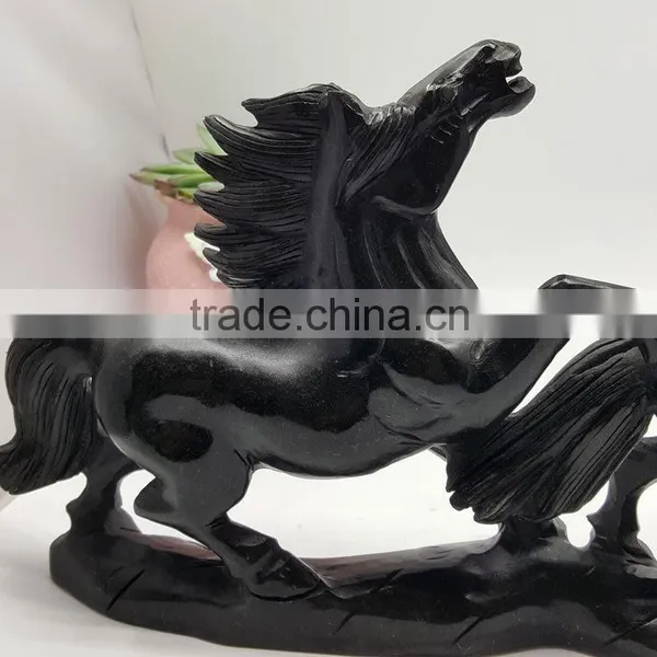 Obsidian Horse Sculpture Animal Carvings photo-3
