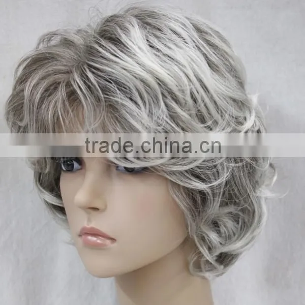 Fashion Beauty Brown & Grey Mixed Curly Women N542 photo-2