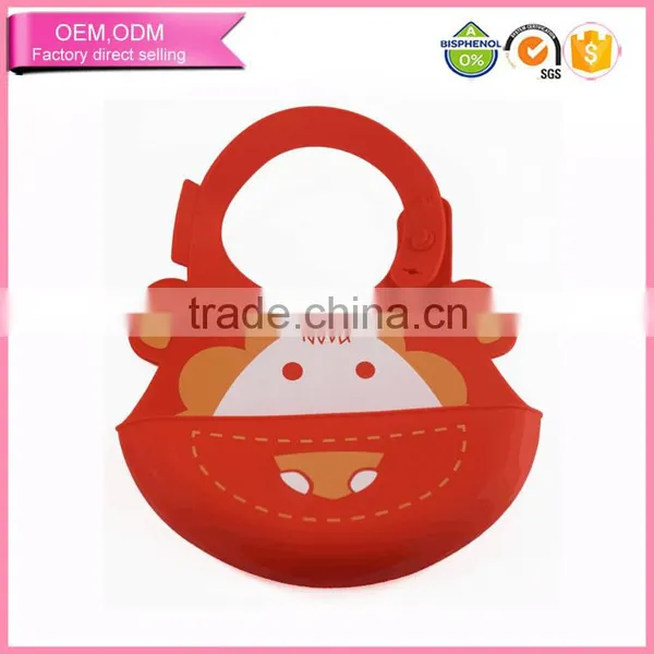 Soft Waterproof Feeding Baby Bibs Silicone With Food Catcher Pocket in Stock photo-3