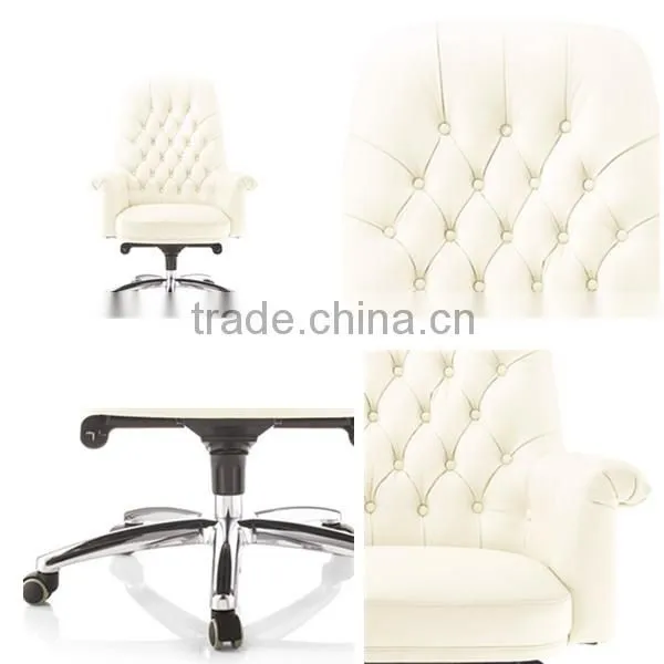 2014 Hot Selling Modern Chair, Luxury White Leather Boss Office Chair Furniture photo-2