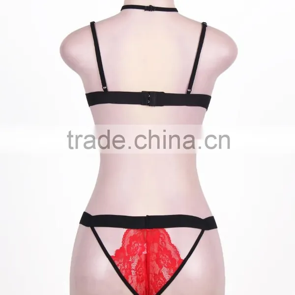 High Quality Black Hot Lace Harness Bralette photo-6