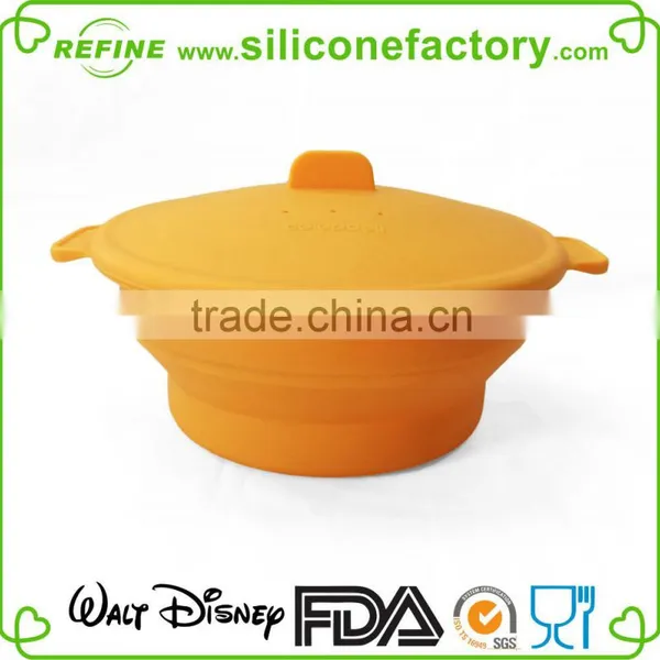 Kitchenware Microwave Safe Silicone Salad Bowl Silicone Foldable Bowl With Cover photo-4