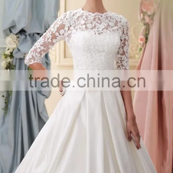 2016 China Custom Made Lace Appliqued Wedding Dress for Bridal photo-2