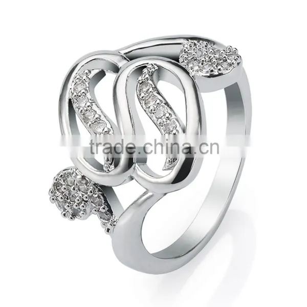 2016 Irregular Shape Cubic Zirconia Ring in 18k White Gold Plated for Women Men