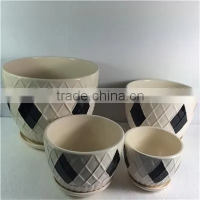 Wholesale Ceramic Flower Pots Painting Diamond With Same Pattern
