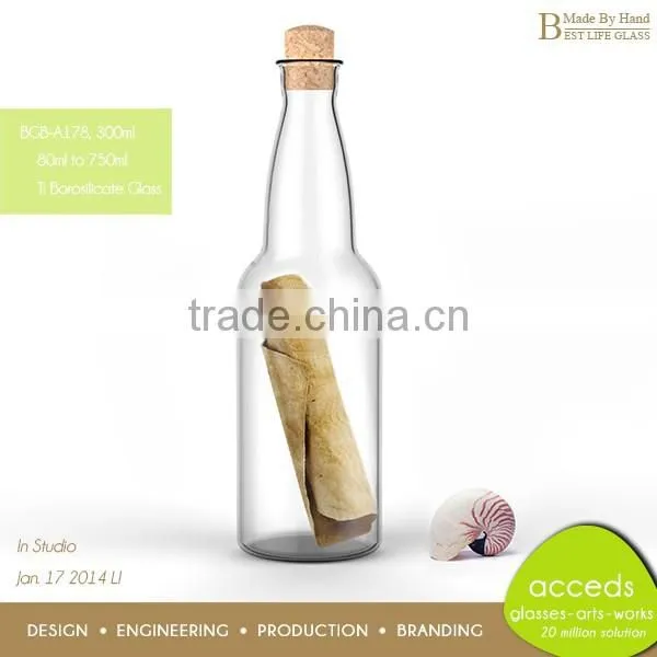 Cork Stopper Clear 300Ml 500Ml Juice Glass Bottle photo-2