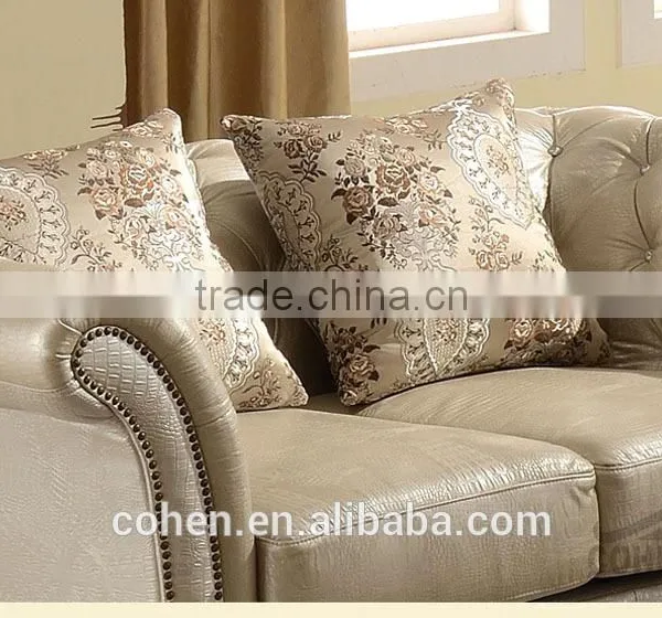 SF033 2015 New Arrival European White PU Leather Sofa Designs With Crystal Buttons Stainless Steel Legs photo-3