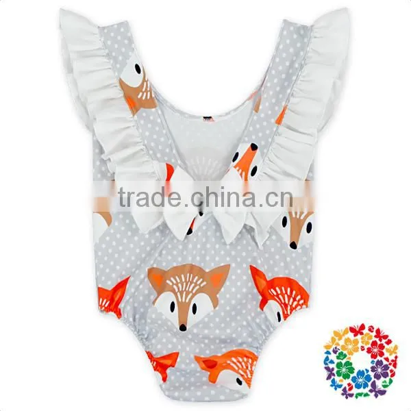 New Design Infant Baby Backless Sunsuit Jumpsuit Flutter Sleeve Floral Romper photo-2