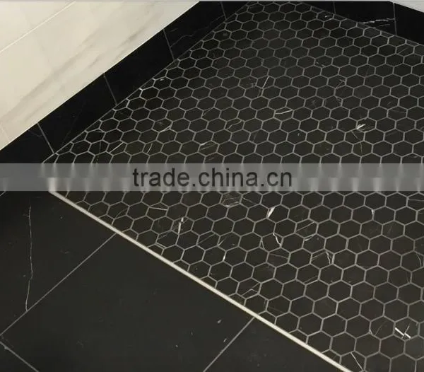 MM-CV234 Beautiful Interior Decoration Natural Stone Hexagonal Black Mosaics Tile photo-2