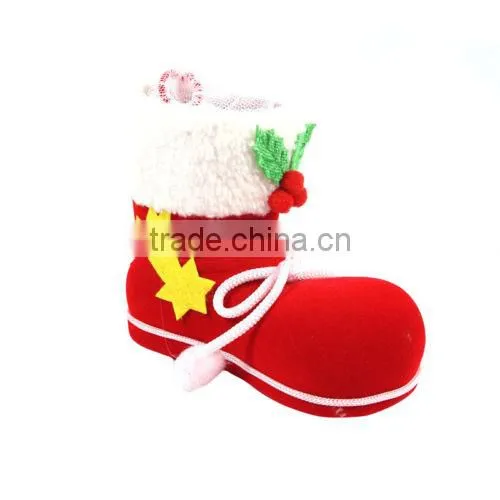 2016 New Product Cheap Christmas Decorations Flocking Boots Candy Boots Christmas Socks Creative Gift photo-2