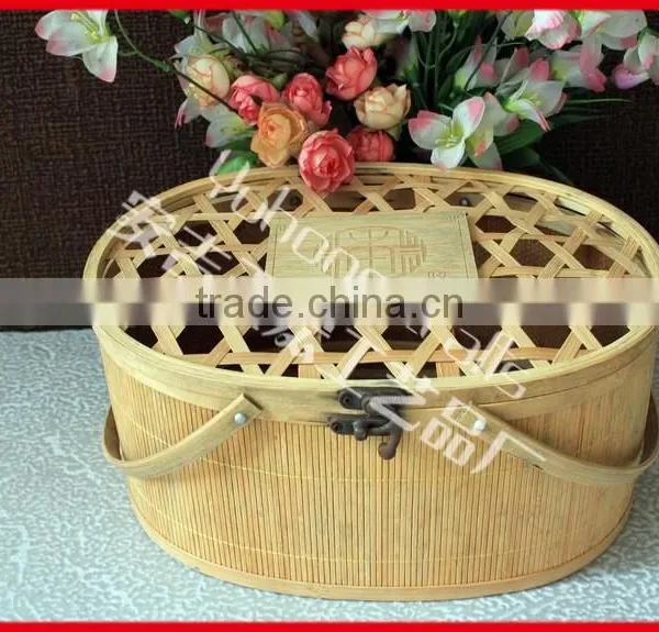 Strong Bamboo Storage Basket With Handle photo-5