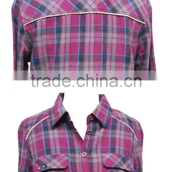 New Popular 2016 Women Shirt Latest Long Sleeve Fit Plaid Cotton Shirt Summer Spring Fall Fashion Grid Shirt photo-4