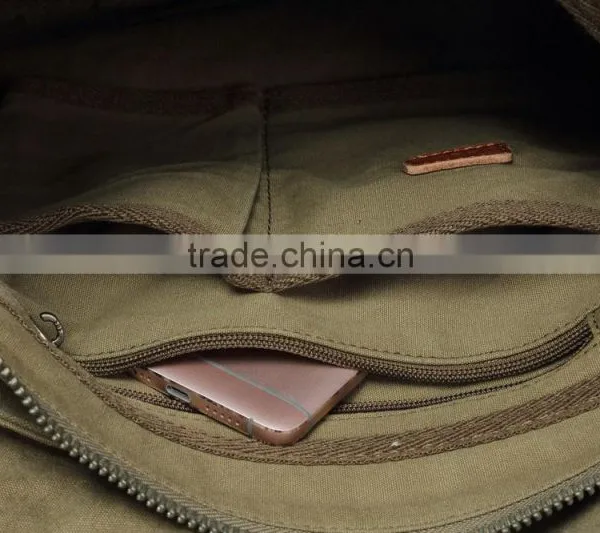 Unisex,Vintage Casual Cotton Canvas Leather Haversack Messenger Bag Courier Bag Haversack, Bookbag ,Shoulder Bag For Men & Women photo-5