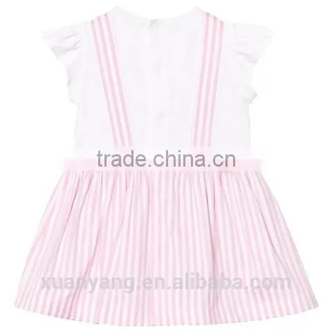New Arrival Kids Clothes Frocks Design 100% Cotton Pink Stripe Latest Children Girl Dress photo-4