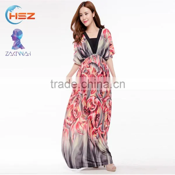 Zakiyyah 014 New Arrival 2017 China Girl Print Fashion Casual Dress Summer Woman Dresses Latest Designs Photos Without Dress