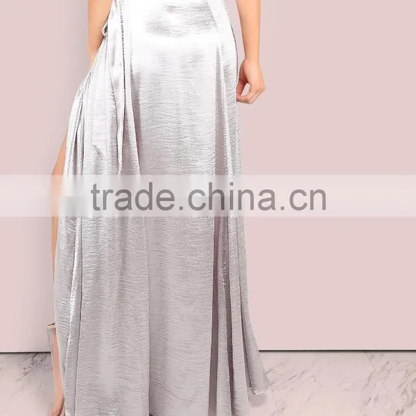 Runwaylover 5481 Europea Sexy Sliver Satin Long Maxi Skirt photo-3