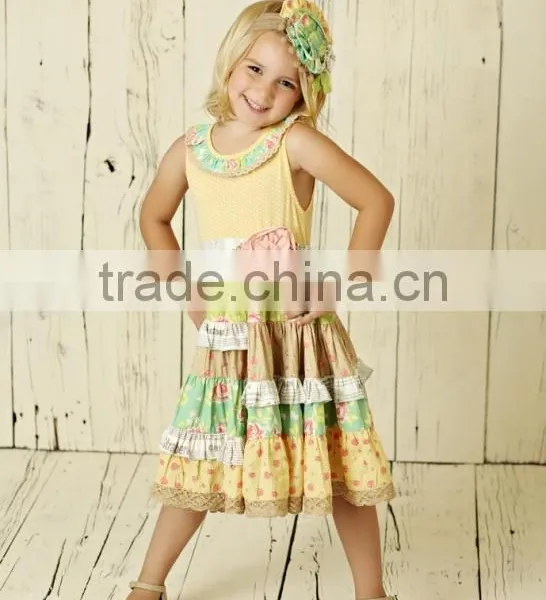 Hot Sale Summer 2pc Children Clothes Flutter Sleeve Knit Cotton Outfit Baby Girl Clothing photo-2