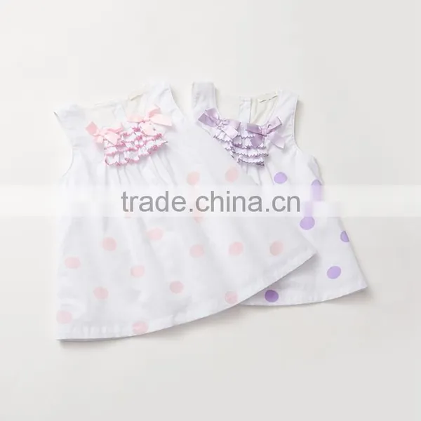 Custom Polka Dot Print Front Lace Sleeveless Undershirt for Girls photo-4