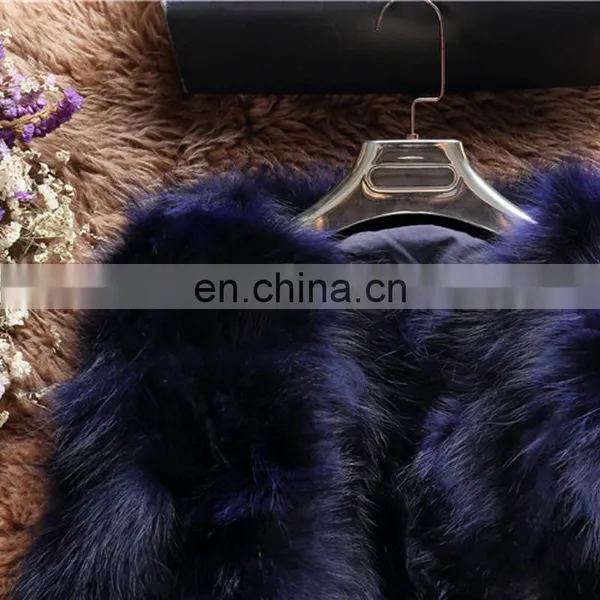 Navy Color Genuine Fur Outer Garment Winter Raccoon Fur Outer Wear photo-3