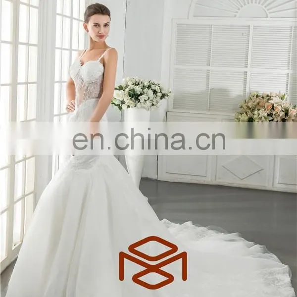 HMY-S159 Real Model Customized Sexy Jerset Knit Back See Through Corset Lace Bodice Mermaid Wedding Dress 2015 photo-5