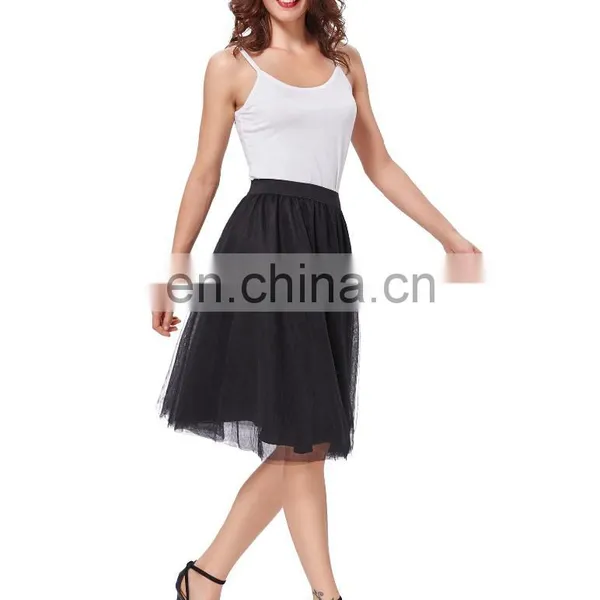 Kate Kasin Womens 3 Layers A-line Soft Tulle Netting Prom Party Wedding Black Skirt KK000311-1 photo-2