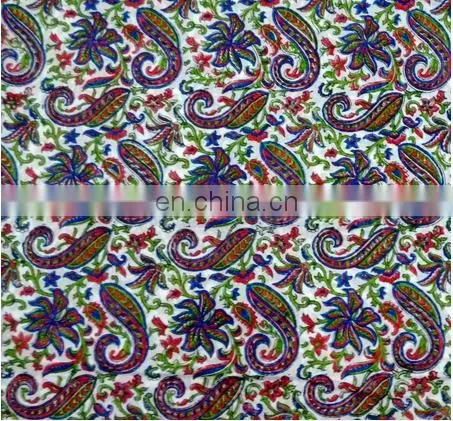 Block Printed Paisley Multi Color Cotton Fabric Sanganeri Jaipuri Wholesale Textile / Fabric / 100% Cotton Fabric