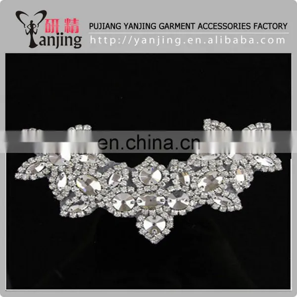 Professional Factory Rhinestone Bridal Applique Crystal Sash Bridal Applique Pearl Wedding Trim Bead photo-4