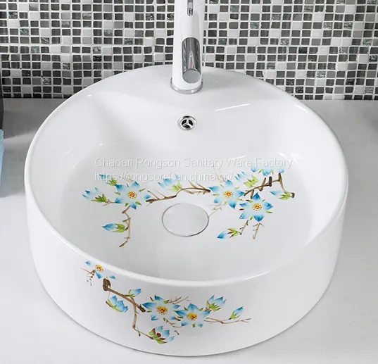 Bathroom Good Quality Ceramic Sanitaryware Round Shape Wash Hand Basin Sink in White Color photo-4