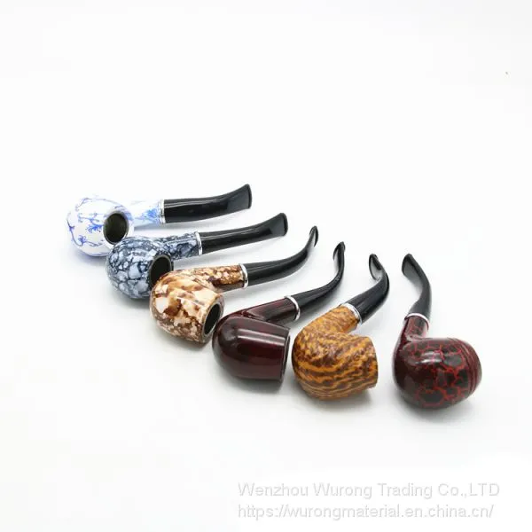 255mm Length Short Wooden Resin Medium Tobacco Pipe With Multi-color Round Head for Smoking photo-4