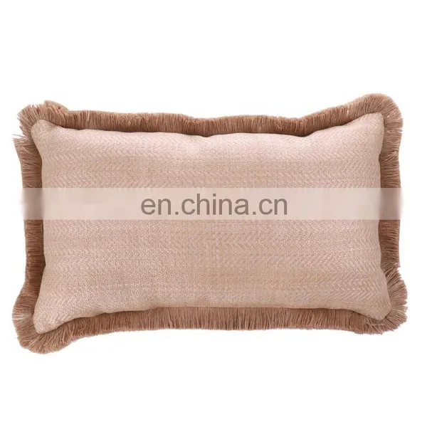 Factory Supply Waterproof Durable Blue Comfort Classics Flower Screen Printing Outdoor Pillows With Jute Fringes photo-3