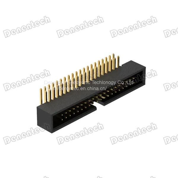 Denentech 1.27mm Pitch H4.9 Dual Row Right Angle Male DIP Box Header Connector photo-3
